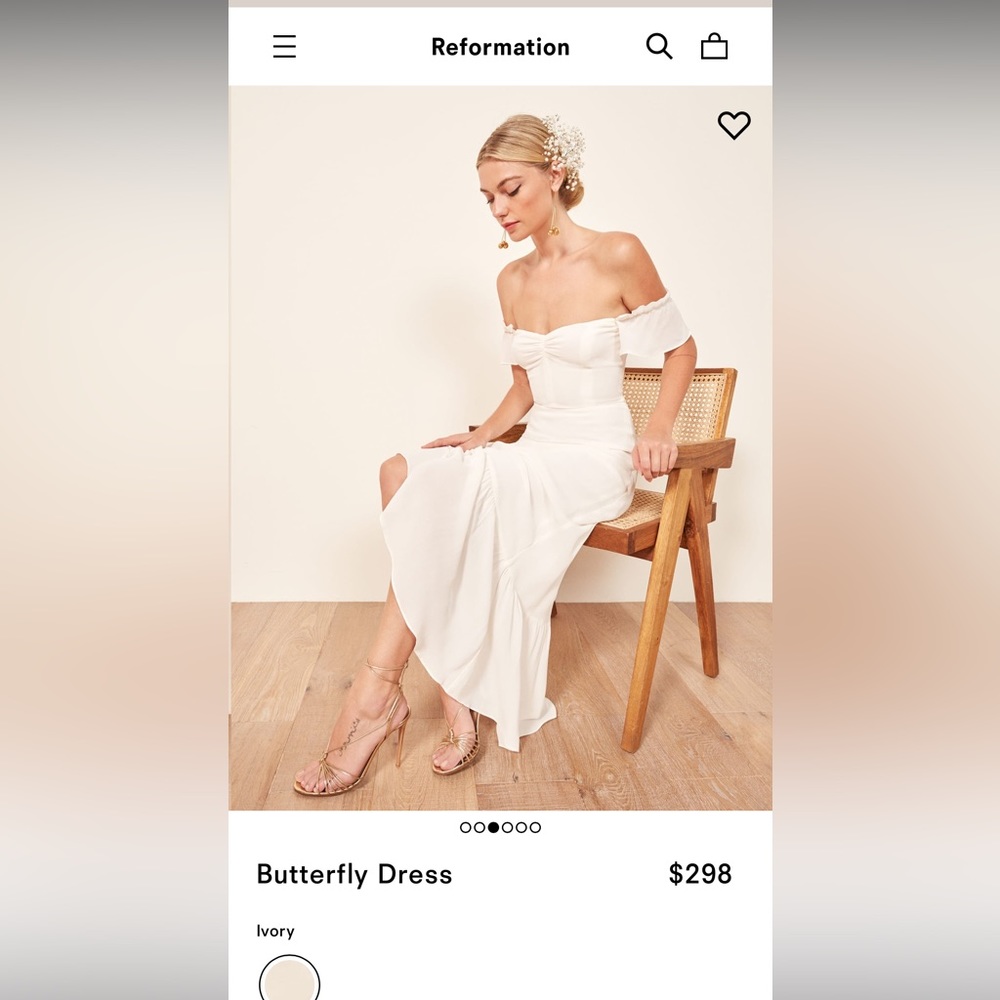 Reformation Ivory Strapless Butterfly Dress
